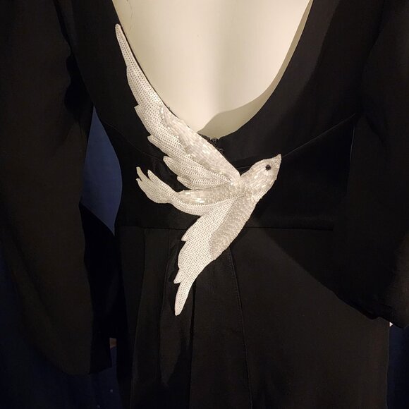 Size 4 BCBG Max Azria Abigayle LBD W/Beaded Dove Customized W/Embroidery Birds - Picture 2 of 13